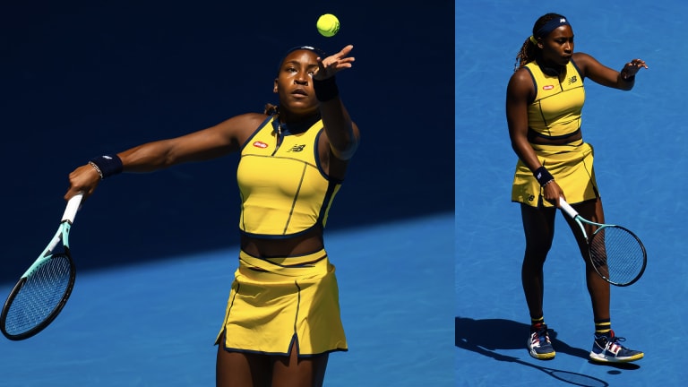 Coco Gauff in New Balance and signature Coco CG1 shoes