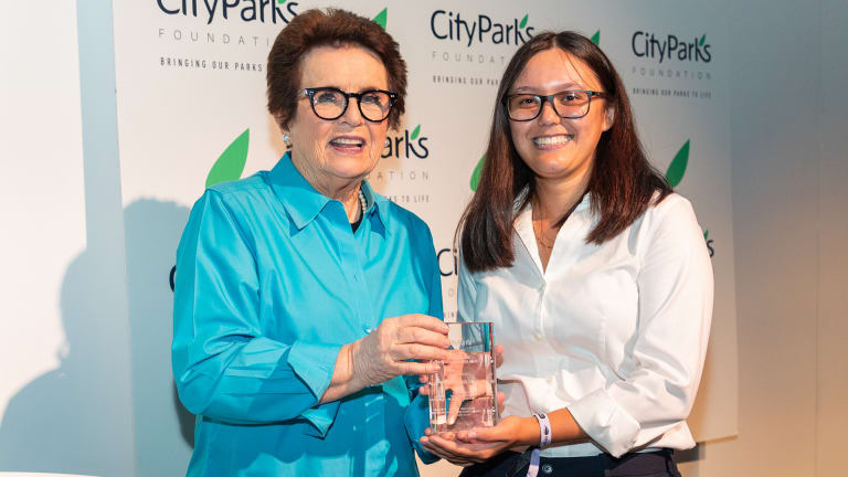 Samantha Chui, the recipient of the Billie Jean King Junior Achievement Award, began playing tennis through a City Parks program.