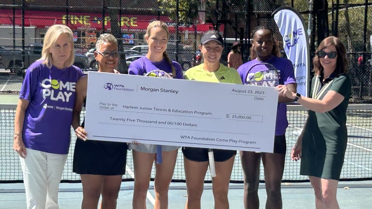 Wednesday's "Come Play" clinic in Howard Bennett Playground included a $25,000 donation to the Harlem Junior Tennis & Education Program.