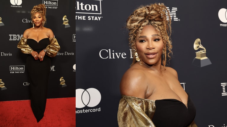 Serena Williams in Safiyaa at Clive Davis' Pre-Grammy Gala & Grammy Salute to Industry Icons.