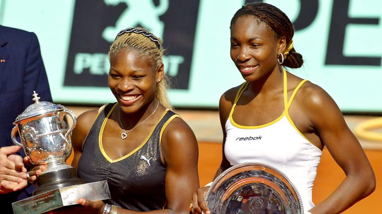 #2: 2002 Roland Garros—Serena (left) defeated her sister Venus Williams in the final, 7-5, 6-3, claiming the first title in a streak that would be called the “Serena Slam.”