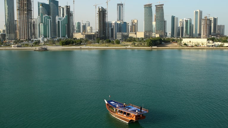 The setting provided a jaw-dropping view of Doha's rapidly evolving skyline.