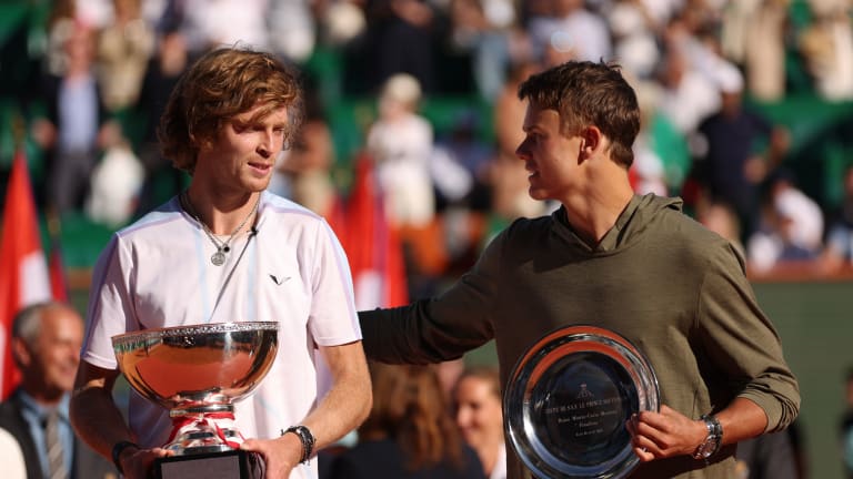 “Being from a country where I am, to have so much international support means a lot,” Rublev said during the trophy ceremony.