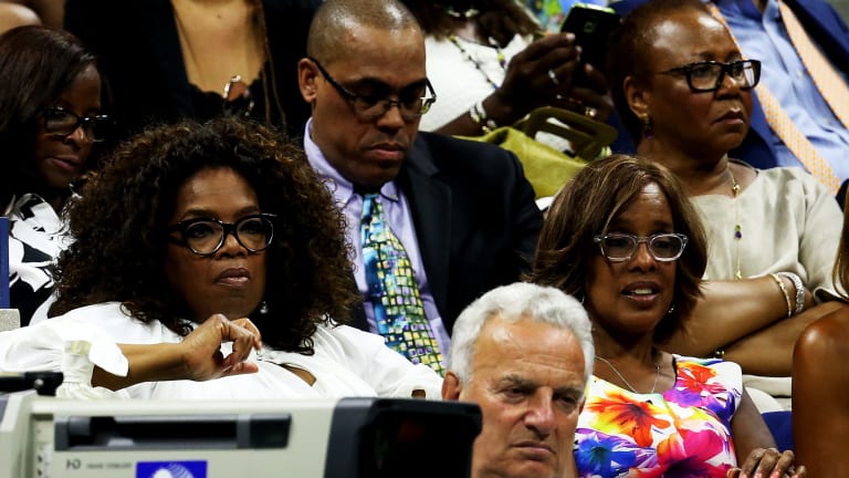 Oprah Winfrey and Gayle King were in the Arthur Ashe crowd for the intense quarterfinal between Venus and Serena in 2015