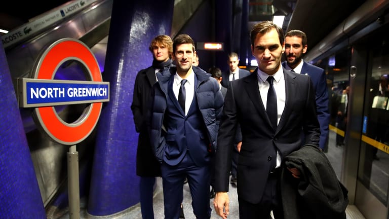 ... while in 2018 they ventured underground: to the London Underground, that is, with Federer leading the gang down the Jubilee line for the official launch party.