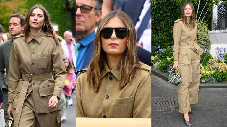 Sharapova stole the show in head-to-toe Burberry, from the safari-inspired outfit to her matching shades, bag and pumps.