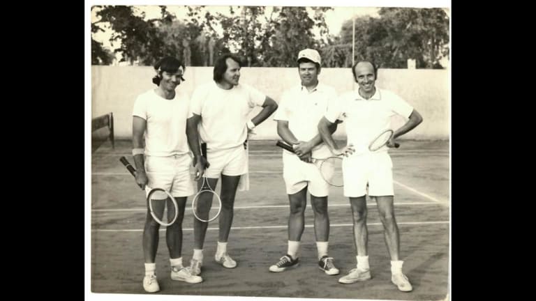 Bob (far right), on the tennis court.