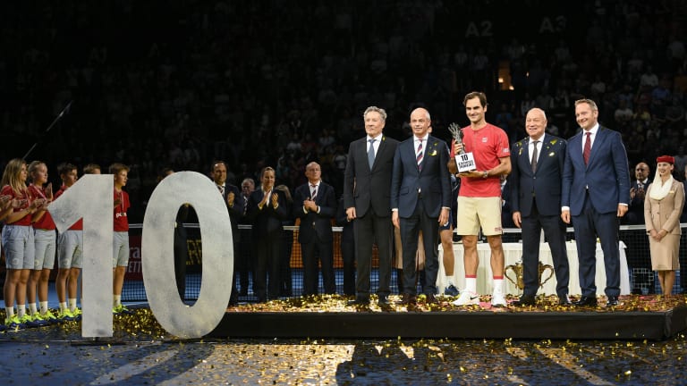 Federer celebrates
tenth Basel crown
with more pizza