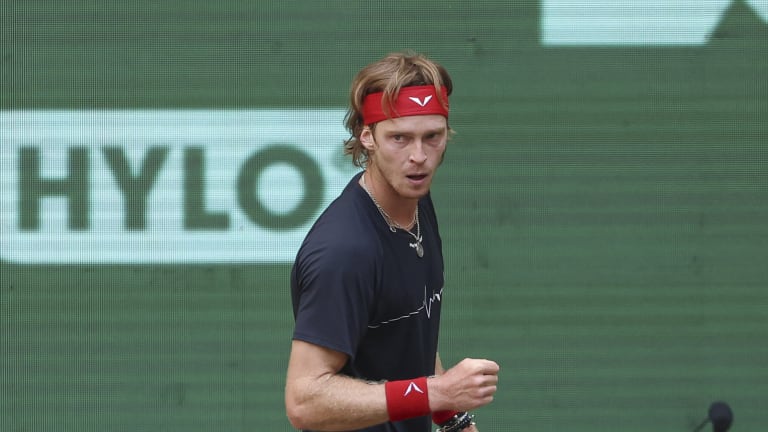 Rublev also made the final four in Bastad last year (l. to Baez).