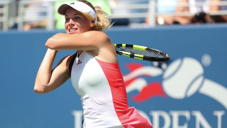 On shiny new Grandstand, Caroline Wozniacki outlasts Taylor Townsend in thrilling first-rounder