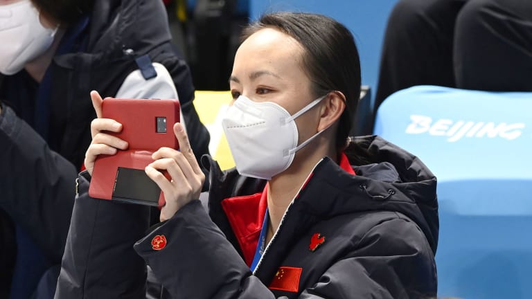 Peng attended the figure skating team event on Monday.