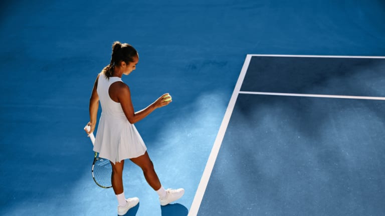 Leylah Fernandez wears the Asymmetrical Tennis Dress