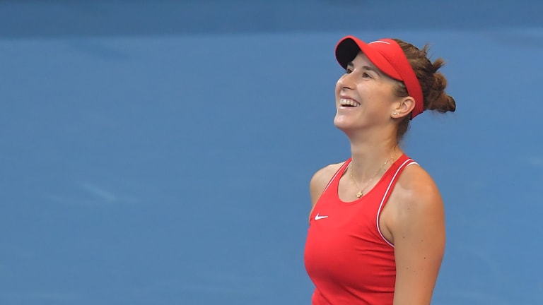 Bencic soaks it all in after locking up Switzerland's semifinal victory.