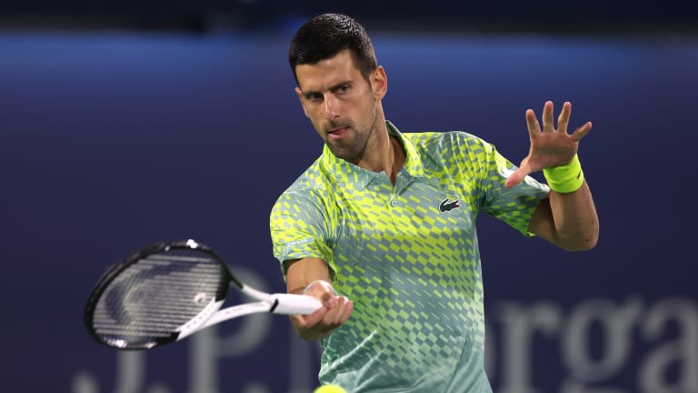 New look, same result for Djokovic, who is vying for his sixth Dubai title.