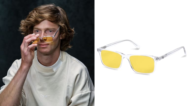 Rublev stopped by the Tennis Channel studio in Ra Optics' Popp Daylight glasses.