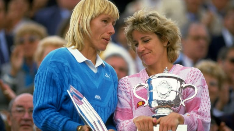 Navratilova and Evert weren't done with their winning ways, as evidence by this post-match photo from the 1986 French Open final.