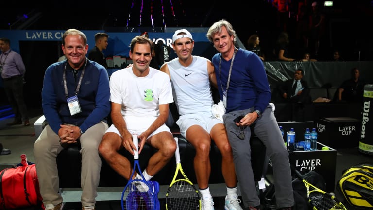 Like Osaka, Federer and Nadal both left IMG to form their own management companies with their respective agents, Tony Godsick (left) and Carlos Costa (right).