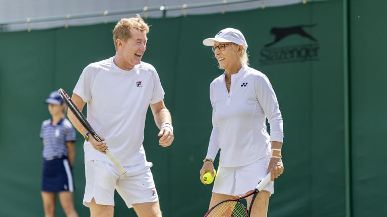 Thirty years after winning their Wimbledon mixed title, Navratilova and Woodforde reunited for the legends' event this year.