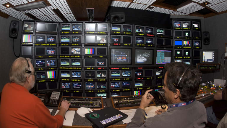 Think you watch a lot of screens? Tennis Channel's production truck during the 2009 Davis Cup.