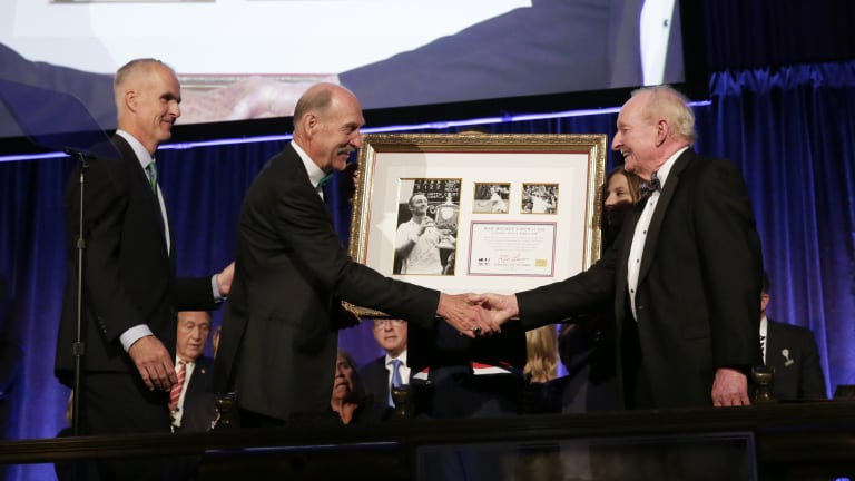 Hall of Fame Legends
Ball celebrates
Rod Laver