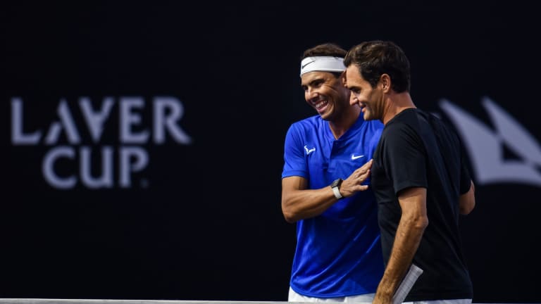 With a combined 42 Grand Slams in singles, Nadal and Federer will take the court together in doubles later tonight.