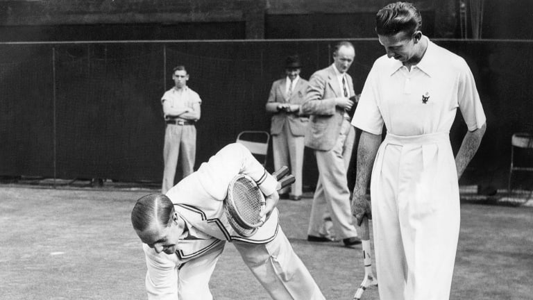Budge (right) and Cramm were opposites in many ways, but after the German introduced himself to American at Wimbledon in 1935, the two became friends.