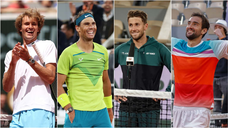 In the semifinals we have a 13-time tournament champion, and three players who have yet to reach a French Open final.