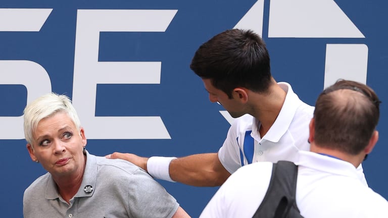 Novak Djokovic strikes umpire with ball and is defaulted from US Open
