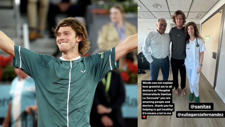 Madrid Open champion Rublev gave a shoutout to the "amazing people and doctors" at Sanitas.