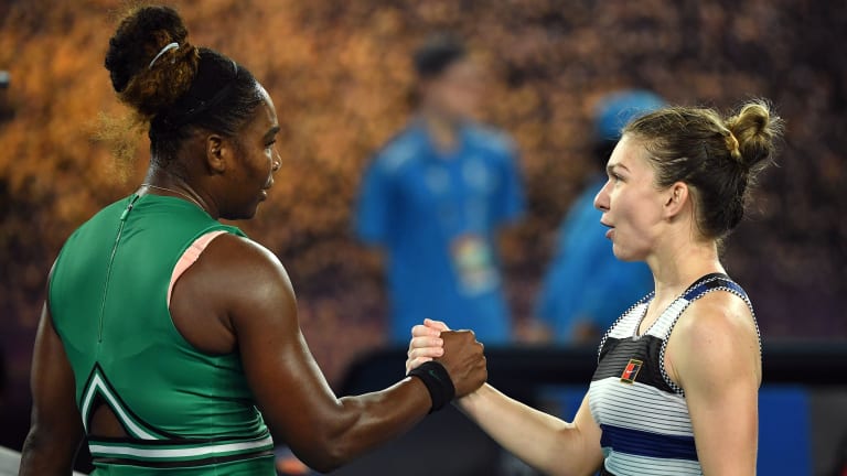 Serena Williams, favorite, d. Simona Halep, No. 1, at Australian Open