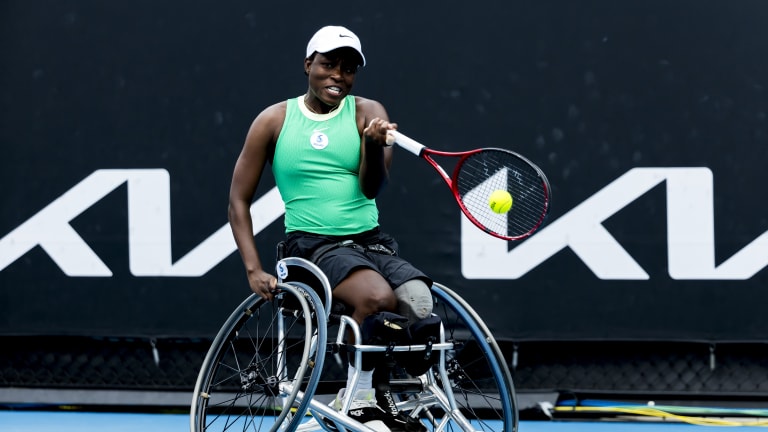 Kgothatso Montjane in action during the semifinals of the 2024 Australian Open.
