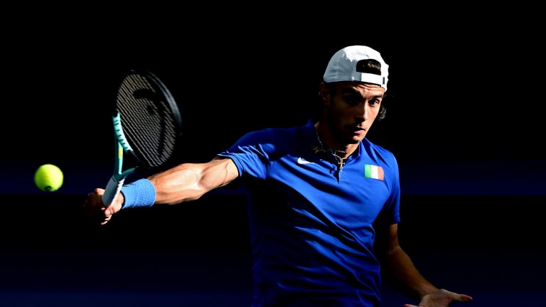 With an elegant one-handed backhand, this Italian doesn't lack for flair.