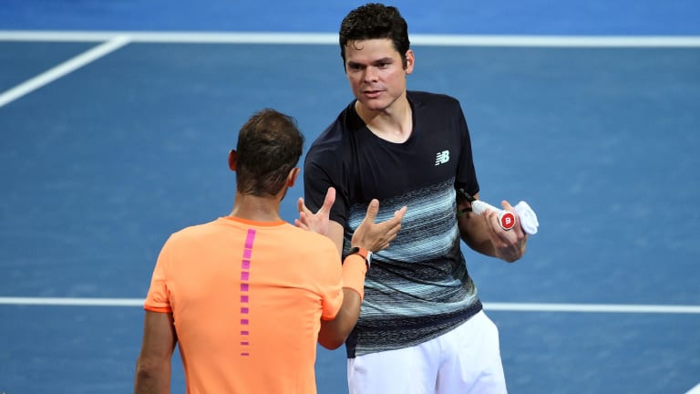 Nadal and Raonic have never met before the round of 16 at a tournament.