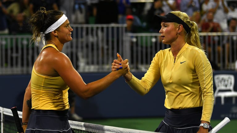 Pictured: Sabalenka's only win over Vekic in their six career matches.