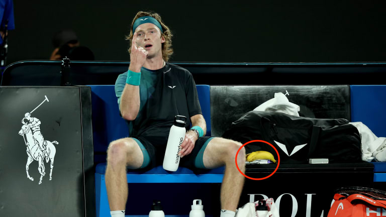 Rublev had some RawQ bars on hand during the 2024 Australian Open in January...