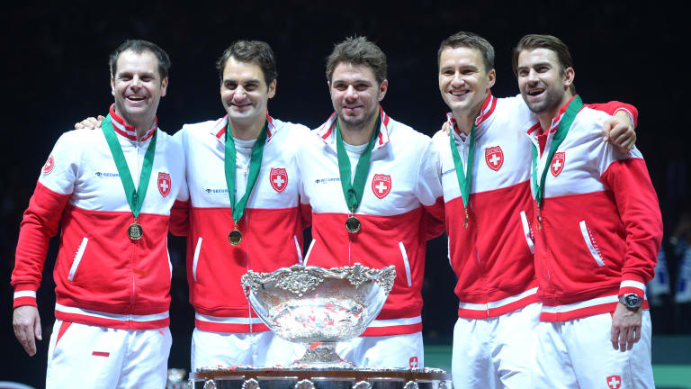 Federer played 27 Davis Cup ties in his career, including leading Switzerland to the title in 2014.
