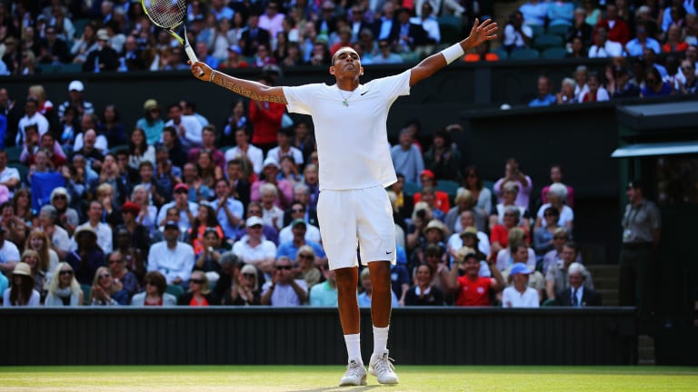 Kyrgios became a star after he beat Nadal at Wimbledon ten years ago, and it's still burning bright—off the court, too.