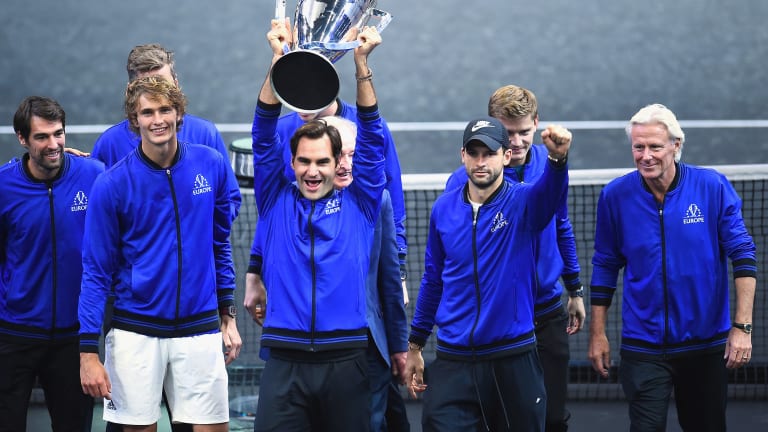 Federer gives tour
of 2019 Laver Cup
stadium