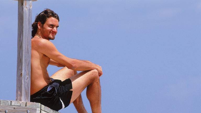 Federer at the beach in Key Biscayne, March 2000.