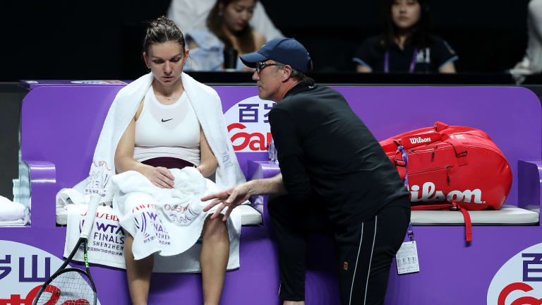 With on-court coaching (pictured) the norm on the women's tour since 2008, the WTA began their own test of off-court coaching in 2020.
