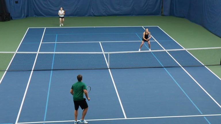 Learn to move at
the net in doubles