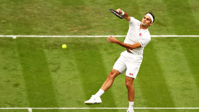 Federer's shotmaking was mixed bag on Tuesday, but he struck this overhead cleanly.