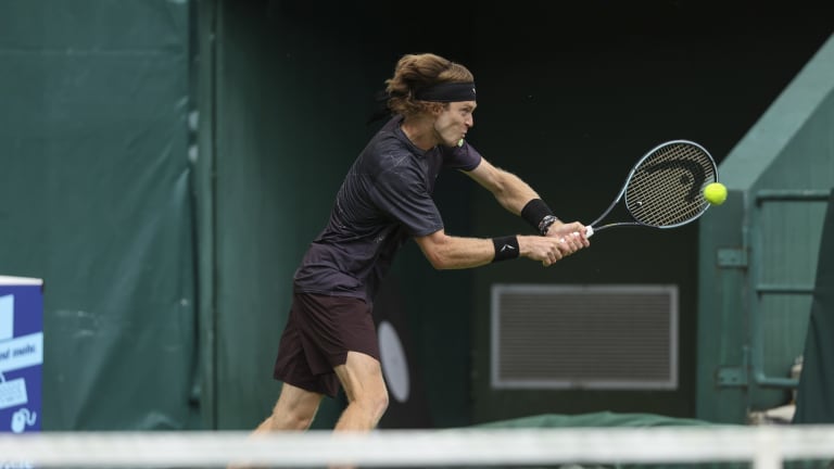 Rublev played doubles with Alexander Zverev Monday in a losing effort.