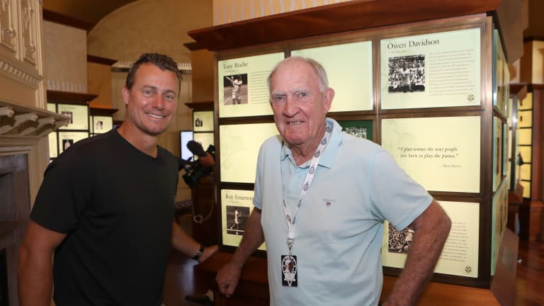 Hewitt poses with Roche inside the museum.