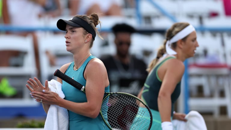 Azarenka and Svitolina played again this week in D.C., where a message stating they would not shake hands was displayed on screens in the stadium.