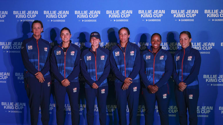 This year's U.S. squad includes, from left, captain Davenport, Caroline Dolehide, Emma Navarro, Madison Keys, Taylor Townsend and Jessica Pegula.