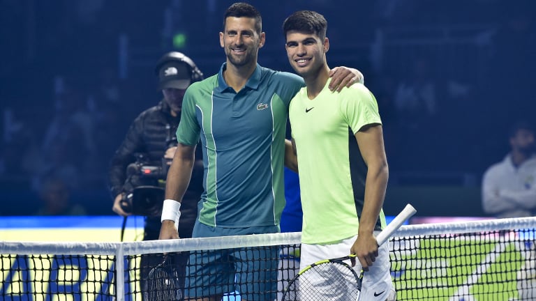 Novak Djokovic and Carlos Alcaraz played an exhibition match in Riyadh at the end of 2023.