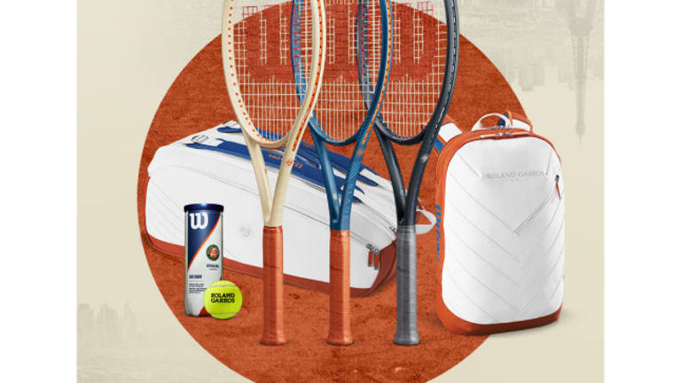 In addition to racquets, the collection includes bags and accessories