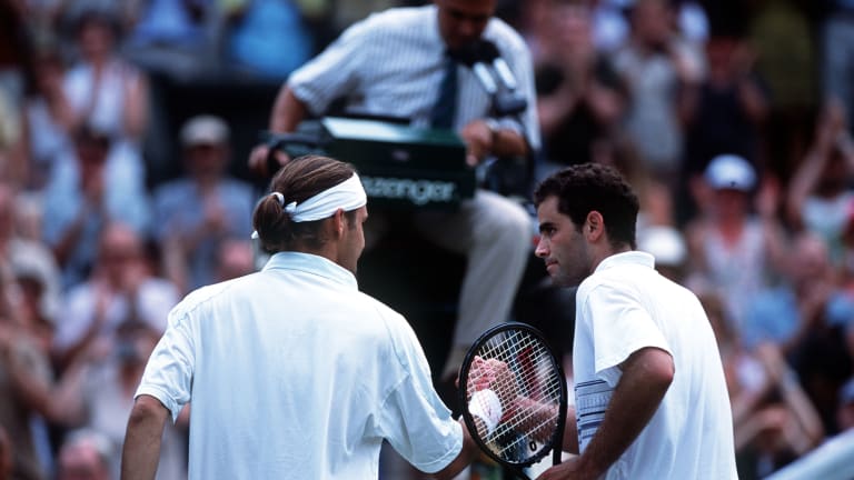 Federer served and volleyed 109 times during his 7-6 (7), 5-7, 6-4, 6-7 (2), 7-5 win over Sampras.