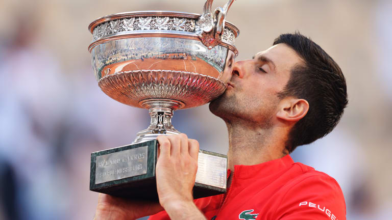 Djokovic won a Grand Slam final for the first time after falling behind two sets.